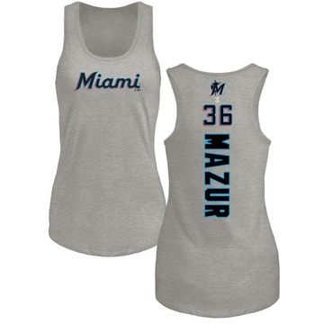 Women's Miami Marlins Adam Mazur ＃36 Backer Tank Top Ash