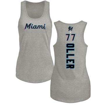 Women's Miami Marlins Adam Oller ＃77 Backer Tank Top Ash