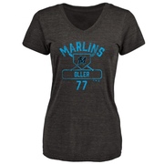 Women's Miami Marlins Adam Oller ＃77 Base Runner T-Shirt - Black