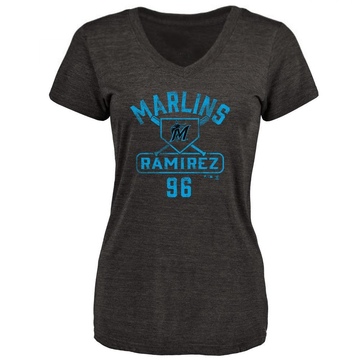 Women's Miami Marlins Agustin Ramirez ＃96 Base Runner T-Shirt - Black