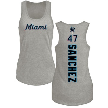 Women's Miami Marlins Ali Sanchez ＃47 Backer Tank Top Ash