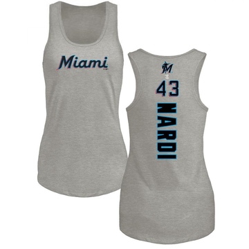 Women's Miami Marlins Andrew Nardi ＃43 Backer Tank Top Ash