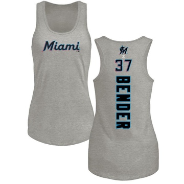 Women's Miami Marlins Anthony Bender ＃37 Backer Tank Top Ash