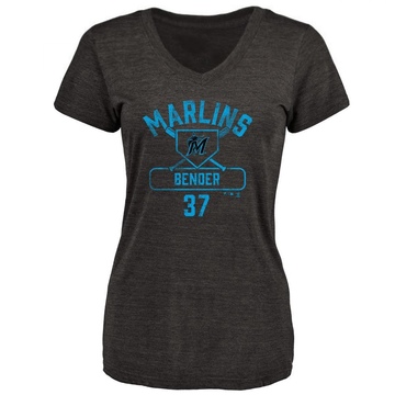 Women's Miami Marlins Anthony Bender ＃37 Base Runner T-Shirt - Black