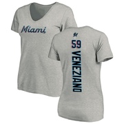 Women's Miami Marlins Anthony Veneziano ＃59 Backer Slim Fit T-Shirt Ash