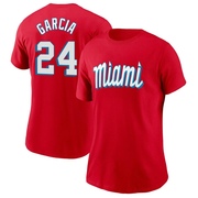 Women's Miami Marlins Avisail Garcia ＃24 City Connect Name & Number T-Shirt - Red