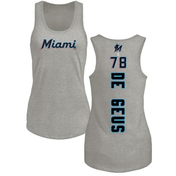 Women's Miami Marlins Brett de Geus ＃78 Backer Tank Top Ash