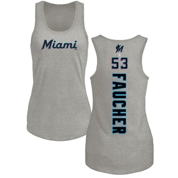 Women's Miami Marlins Calvin Faucher ＃53 Backer Tank Top Ash