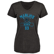 Women's Miami Marlins Chris Scinta ＃53 Base Runner T-Shirt - Black