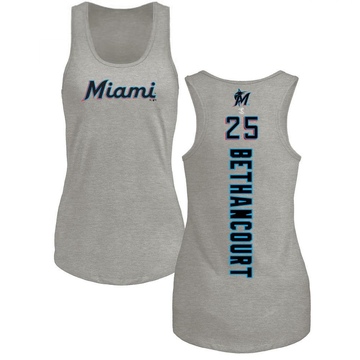 Women's Miami Marlins Christian Bethancourt ＃25 Backer Tank Top Ash