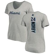 Women's Miami Marlins Connor Norby ＃24 Backer Slim Fit T-Shirt Ash