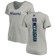 Women's Miami Marlins Darren McCaughan ＃68 Backer Slim Fit T-Shirt Ash