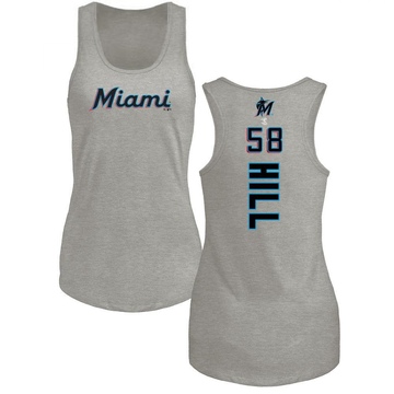 Women's Miami Marlins Derek Hill ＃58 Backer Tank Top Ash