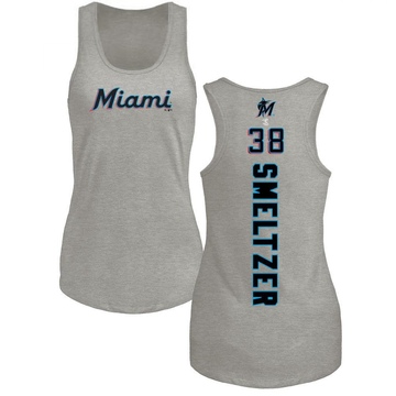 Women's Miami Marlins Devin Smeltzer ＃38 Backer Tank Top Ash