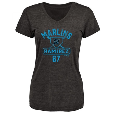 Women's Miami Marlins Emmanuel Ramirez ＃67 Base Runner T-Shirt - Black