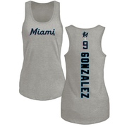 Women's Miami Marlins Erik Gonzalez ＃9 Backer Tank Top Ash