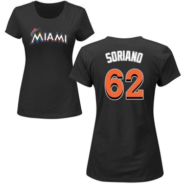 Women's Miami Marlins George Soriano ＃62 Roster Name & Number T-Shirt - Black