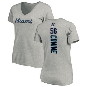 Women's Miami Marlins Griffin Conine ＃56 Backer Slim Fit T-Shirt Ash