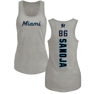 Women's Miami Marlins Javier Sanoja ＃86 Backer Tank Top Ash