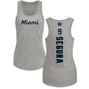 Women's Miami Marlins Jean Segura ＃9 Backer Tank Top Ash