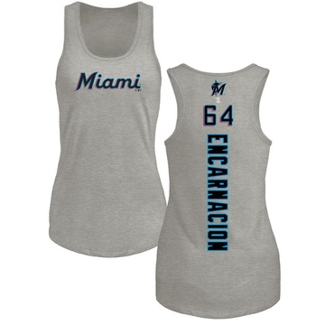 Women's Miami Marlins Jerar Encarnacion ＃64 Backer Tank Top Ash