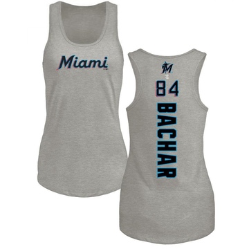 Women's Miami Marlins Lake Bachar ＃84 Backer Tank Top Ash