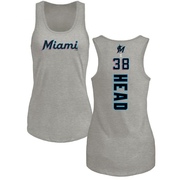 Women's Miami Marlins Louis Head ＃38 Backer Tank Top Ash