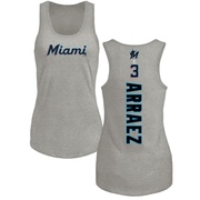 Women's Miami Marlins Luis Arraez ＃3 Backer Tank Top Ash