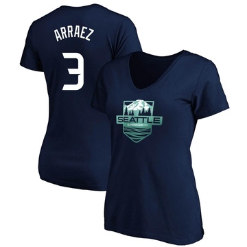 Women's Miami Marlins Luis Arraez ＃3 Game 2023 All-Star Outdoors Local Legend Name & Number T-Shirt - Navy