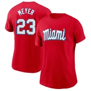 Women's Miami Marlins Max Meyer ＃23 City Connect Name & Number T-Shirt - Red