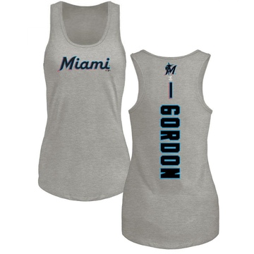 Women's Miami Marlins Nick Gordon ＃1 Backer Tank Top Ash