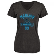 Women's Miami Marlins Paul Campbell ＃53 Base Runner T-Shirt - Black