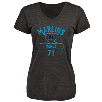 Women's Miami Marlins Roddery Munoz ＃71 Base Runner T-Shirt - Black