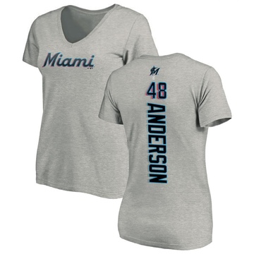 Women's Miami Marlins Shaun Anderson ＃48 Backer Slim Fit T-Shirt Ash