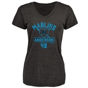 Women's Miami Marlins Shaun Anderson ＃48 Base Runner T-Shirt - Black