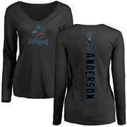 Women's Miami Marlins Tim Anderson ＃7 Backer Slim Fit Long Sleeve T-Shirt - Black