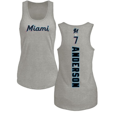 Women's Miami Marlins Tim Anderson ＃7 Backer Tank Top Ash