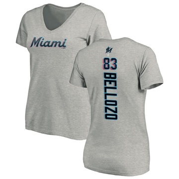 Women's Miami Marlins Valente Bellozo ＃83 Backer Slim Fit T-Shirt Ash