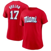 Women's Miami Marlins Vidal Brujan ＃17 City Connect Name & Number T-Shirt - Red