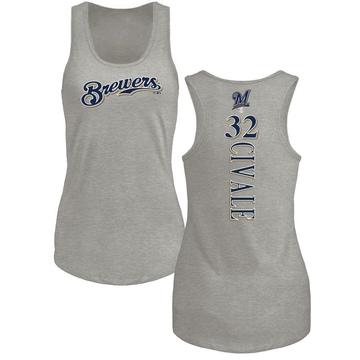 Women's Milwaukee Brewers Aaron Civale ＃32 Backer Tank Top Ash