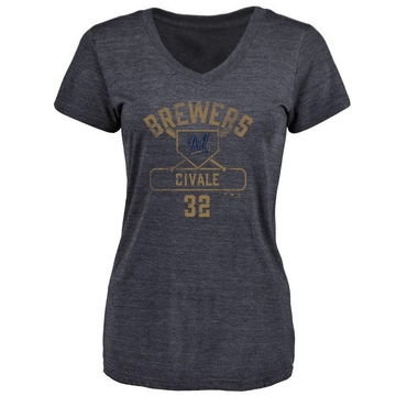 Women's Milwaukee Brewers Aaron Civale ＃32 Base Runner T-Shirt - Navy