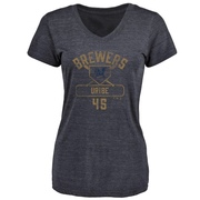 Women's Milwaukee Brewers Abner Uribe ＃45 Base Runner T-Shirt - Navy