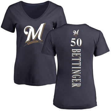 Women's Milwaukee Brewers Alec Bettinger ＃50 Backer Slim Fit T-Shirt - Navy