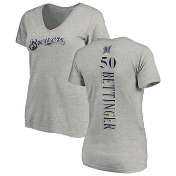 Women's Milwaukee Brewers Alec Bettinger ＃50 Backer Slim Fit T-Shirt Ash