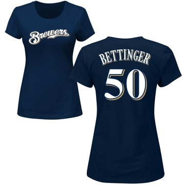 Women's Milwaukee Brewers Alec Bettinger ＃50 Roster Name & Number T-Shirt - Navy