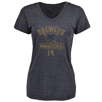 Women's Milwaukee Brewers Andruw Monasterio ＃14 Base Runner T-Shirt - Navy