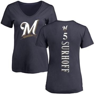 Women's Milwaukee Brewers Bj Surhoff ＃5 Backer Slim Fit T-Shirt - Navy