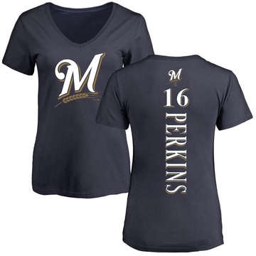 Women's Milwaukee Brewers Blake Perkins ＃16 Backer Slim Fit T-Shirt - Navy