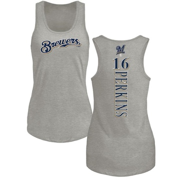 Women's Milwaukee Brewers Blake Perkins ＃16 Backer Tank Top Ash