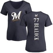 Women's Milwaukee Brewers Bradley Blalock ＃77 Backer Slim Fit T-Shirt - Navy